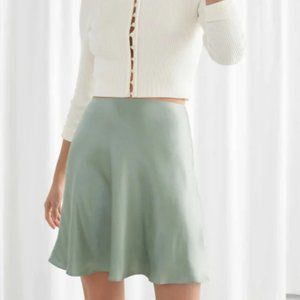 & Other Stories satin mini skirt in pistachio